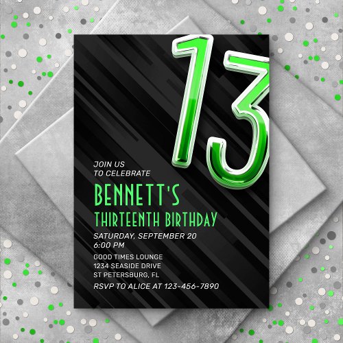 Modern Boys 13th Birthday Invitation