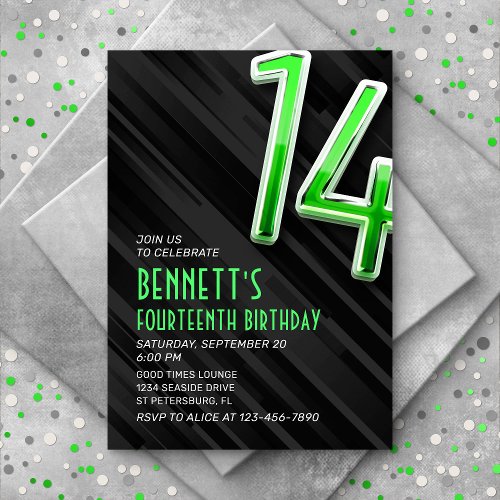 Modern Boys 14th Birthday Invitation