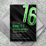 Modern Boys' 16th Birthday Invitation<br><div class="desc">A birthday design that's sharp, sophisticated and modern, with a masculine edge. Featuring bold, glossy typography with art deco text elements, this design brings fun and sophistication and wraps it up in a modern package. The green and chrome detailing blend classic charm with a fresh, futuristic edge, creating a timeless...</div>