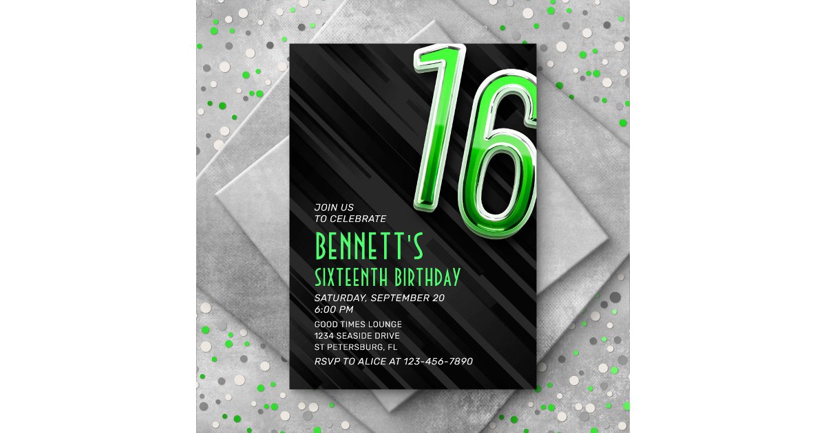 Modern Boys' 16th Birthday Invitation | Zazzle