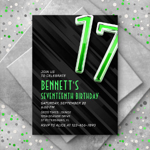Modern Boys' 17th Birthday Invitation