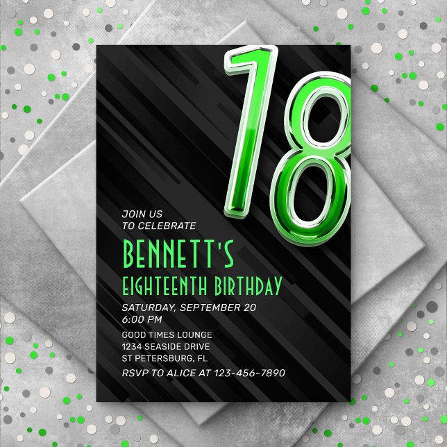 Modern Boys' 18th Birthday Invitation (Creator Uploaded)