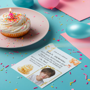Modern Boy's 18th Birthday Photo Party Invitation 