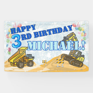 Modern Boys Construction Kid’s Birthday Party Banner