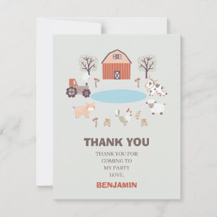 Modern Boys Farm Birthday Thank You Card