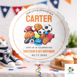 Modern Boys Sports Balls All Star 1st Birthday  Balloon
