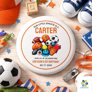 Modern Boys Sports Balls All Star 1st Birthday  Button