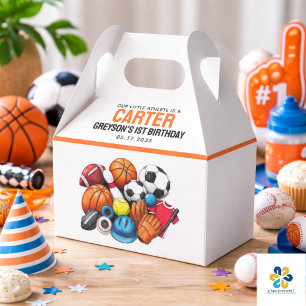 Modern Boys Sports Balls All Star 1st Birthday Favor Boxes