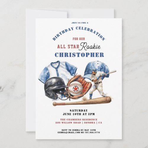 Modern Boys Sports Baseball Stadium Birthday Party Invitation