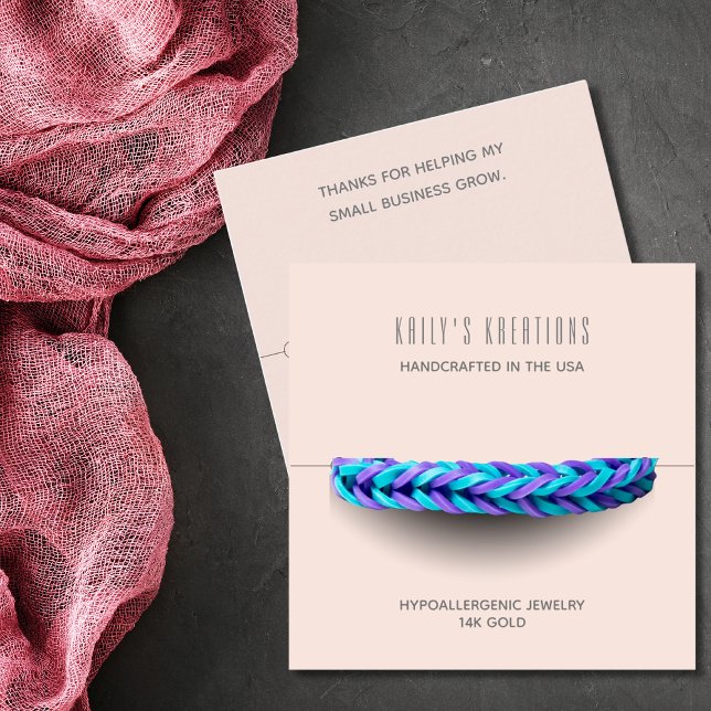 Modern Bracelet Display Light Blush Pink Square Business Card (Creator Uploaded)