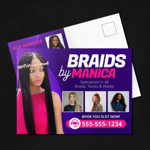 Modern Braiding Salon Hair Extensions Braids Wigs Postcard