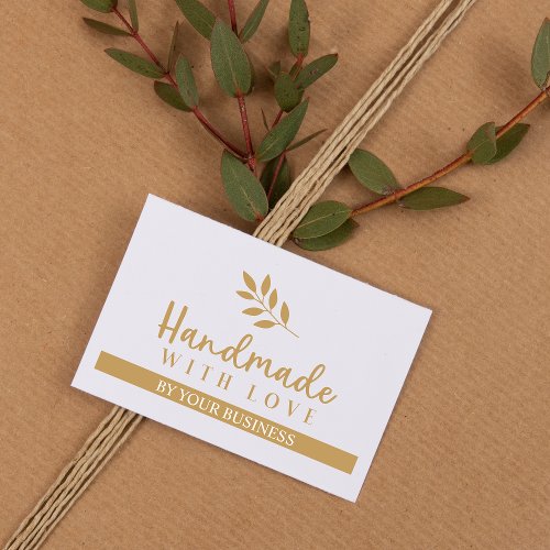 Modern Branches Handmade with Love Quote  Business Card