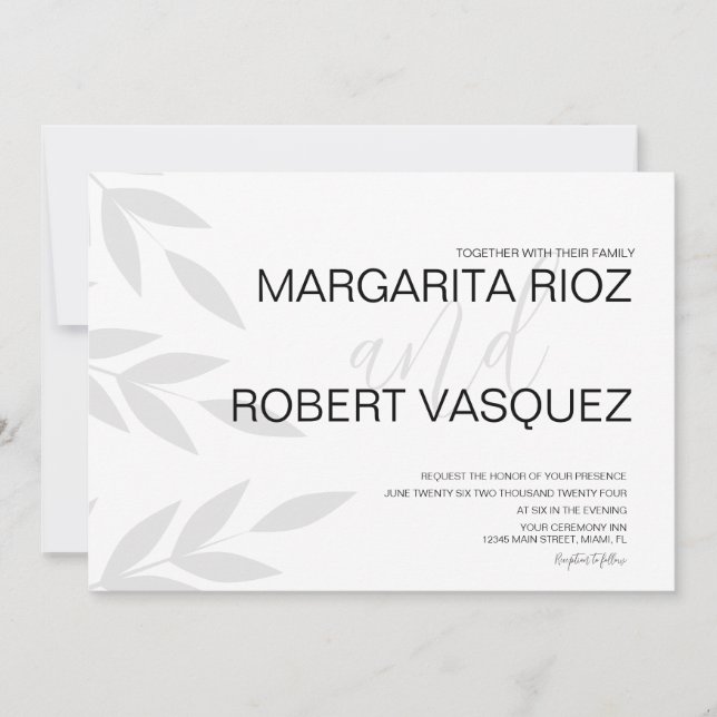 Modern Brand Gray White Script Wedding Invitation (Front)