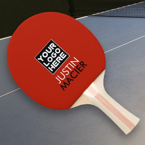 Modern Brand Logo Image Red Custom Name Ping Pong Paddle