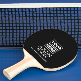 Modern Brand / Logo / Photo Custom Name Black Ping Pong Paddle