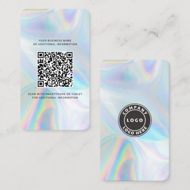 Modern Brand Logo QR Code Holographic Custom Business Card (Front/Back)