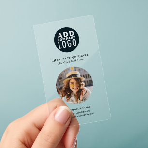 Modern Brand Logo QR Code Photo Clear Business Cards