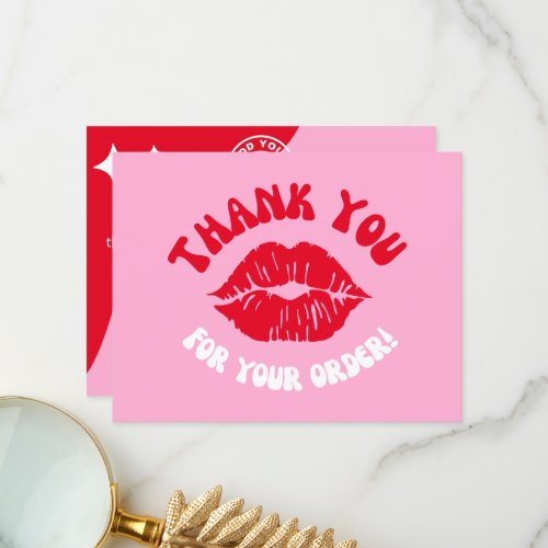 Modern Brand Pink Red Kiss Business Logo Thank You