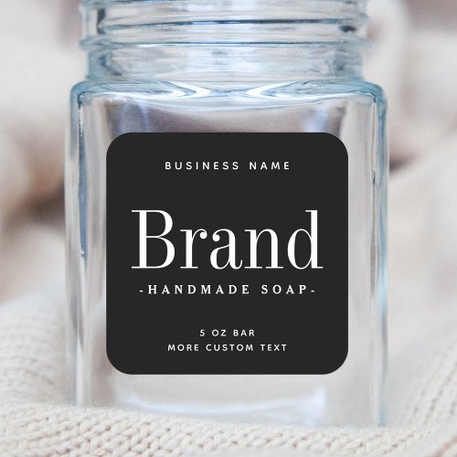 Modern brand square black product labels