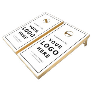Modern Branded Business Logo Design – White Cornhole Set