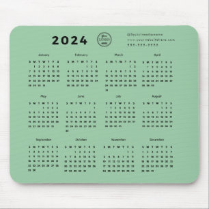 Modern Branded Mint Green 2024 Calendar Promo Logo Mouse Pad