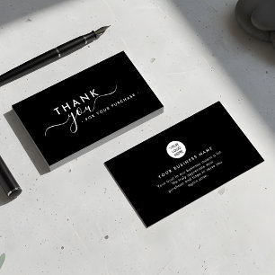Modern Branded Sleek Black Thank You Business Card