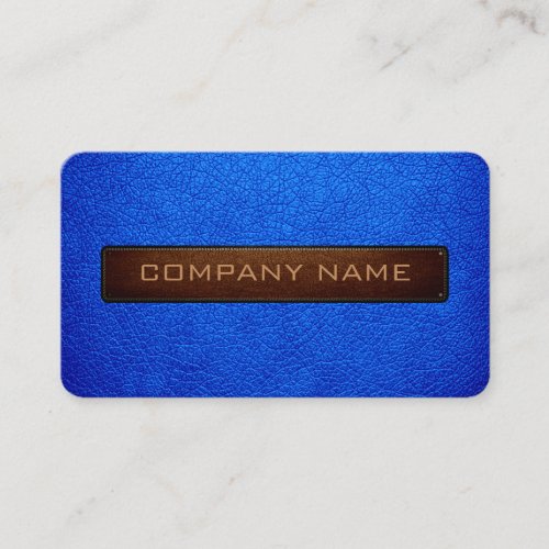 Modern Brandeis Blue and Black Leather Look Business Card