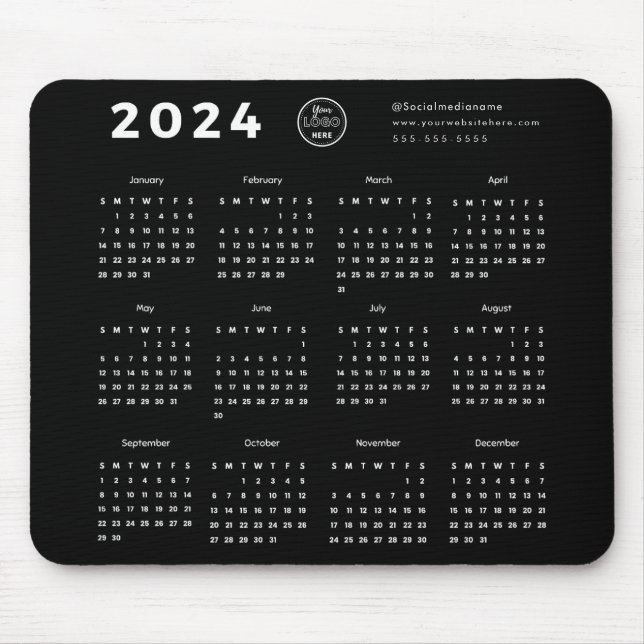 Modern Branding Black 2024 Calendar Promo Logo Mouse Pad (Front)