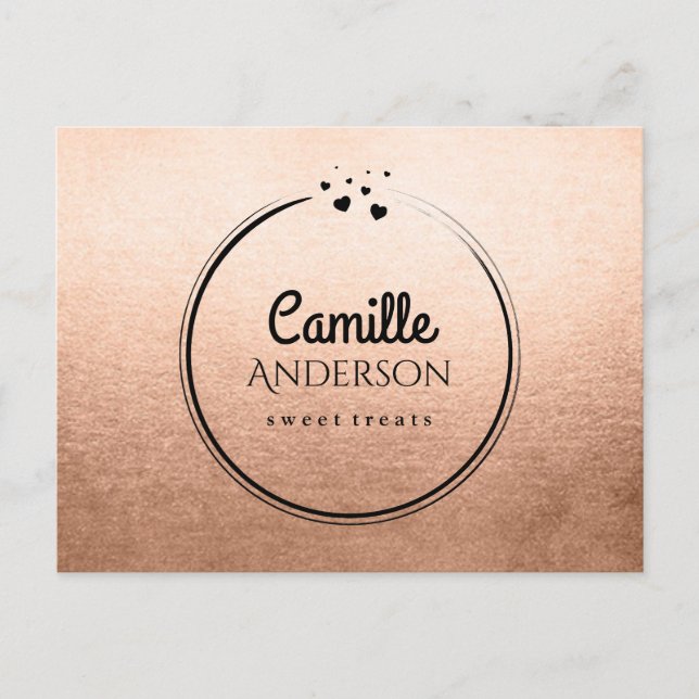 Modern Branding Postcard in Rose Gold (Front)