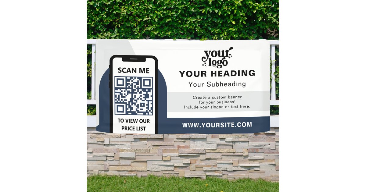 Modern Branding Professional Advertising QR Code Banner | Zazzle