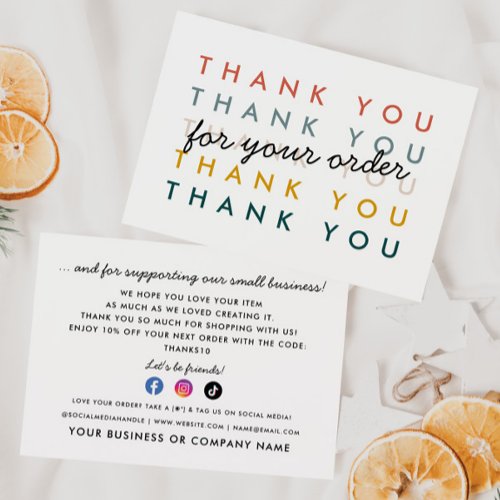 Modern Branding Small Business Order Packing Thank You Card