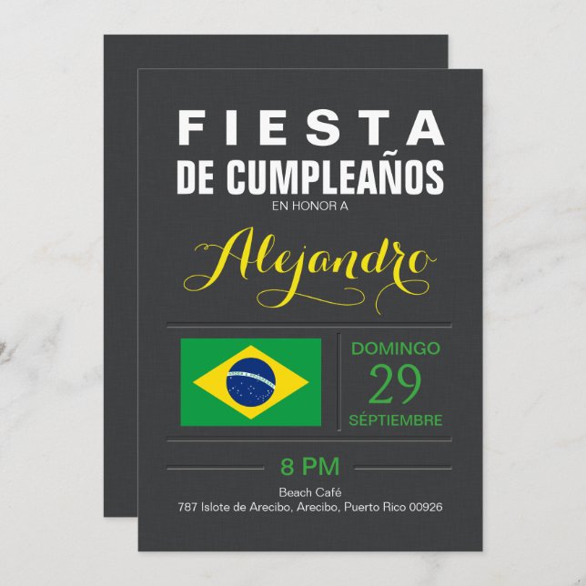 Modern: Brasil Party Invitation (Front/Back)