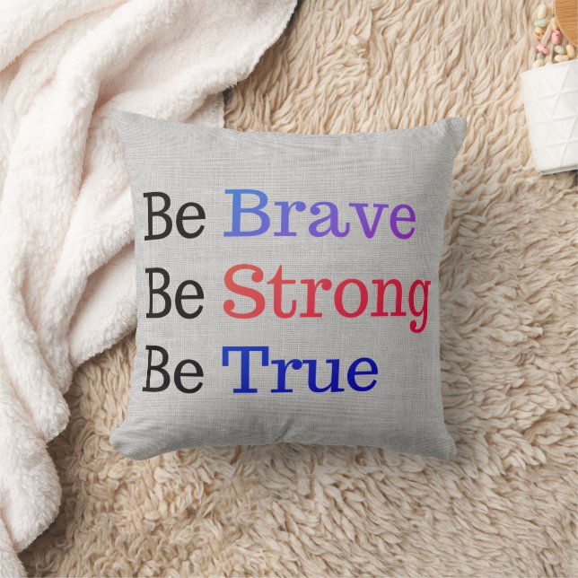 Modern Brave Strong True Typography Throw Pillow (Blanket)