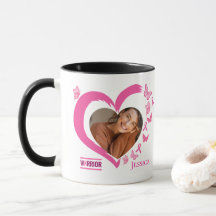 Modern Breast Cancer Customizabe Heart Photo Name