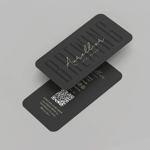 Modern Brewery Barista Brew Distillery Black Gold Business Card