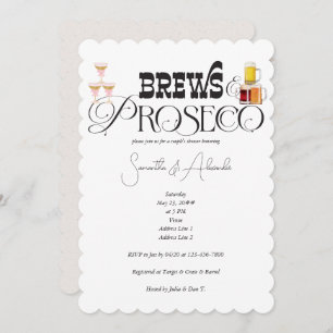 Modern Brews & Prosecco Couple's Wedding Shower Invitation