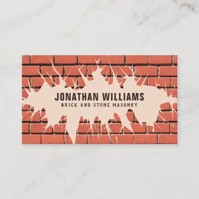 Modern Bricklayer and Stone Masonry  Business Card (Front)