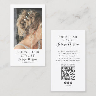 Modern Bridal Hair Stylist QR COde Business Card