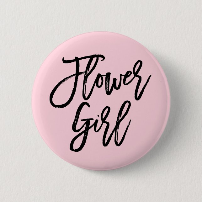 Modern Bridal Party Flower Girl Pinback Button (Front)