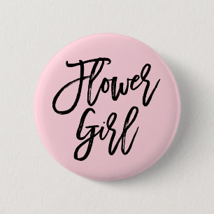 Modern Bridal Party Flower Girl Pinback Button