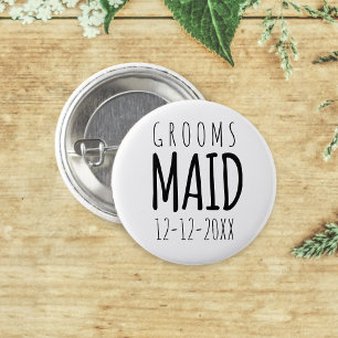 Modern Bridal Party Groomsmaid Wedding Favor Pinback Button