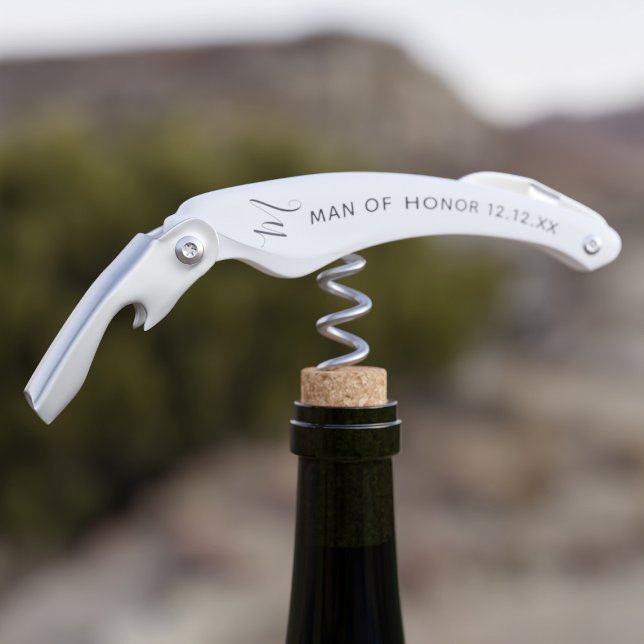 Modern Bridal Party Wedding Favor Man of Honor Waiter's Corkscrew (Creator Uploaded)