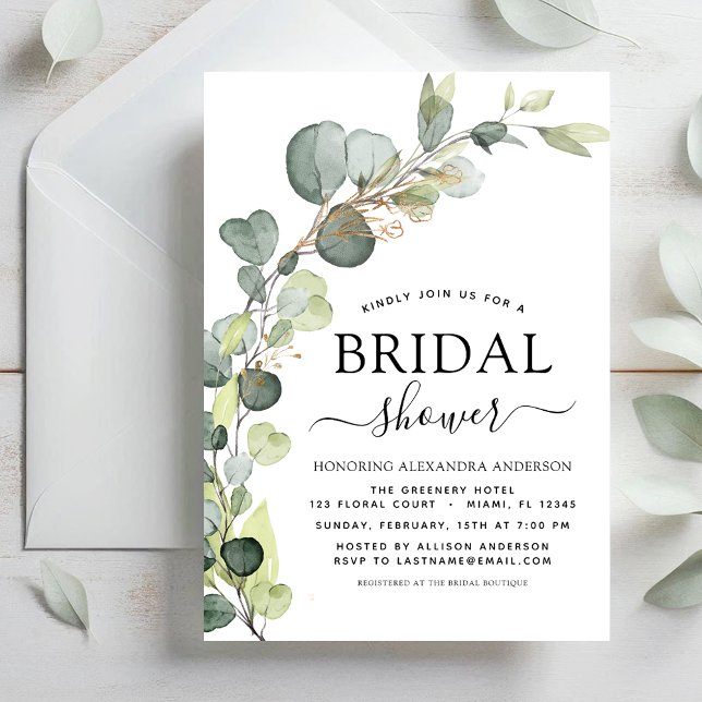 Modern Bridal Shower Botanical Eucalyptus Boho Invitation (Creator Uploaded)