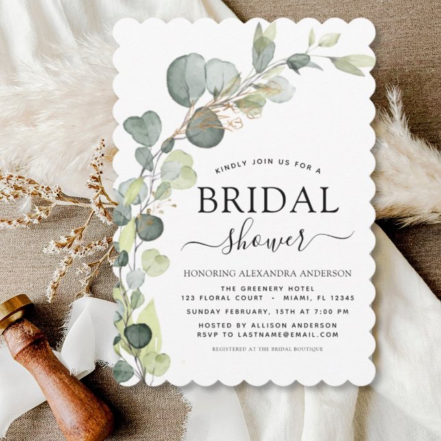 Modern Bridal Shower Botanical Eucalyptus Boho Invitation (Creator Uploaded)