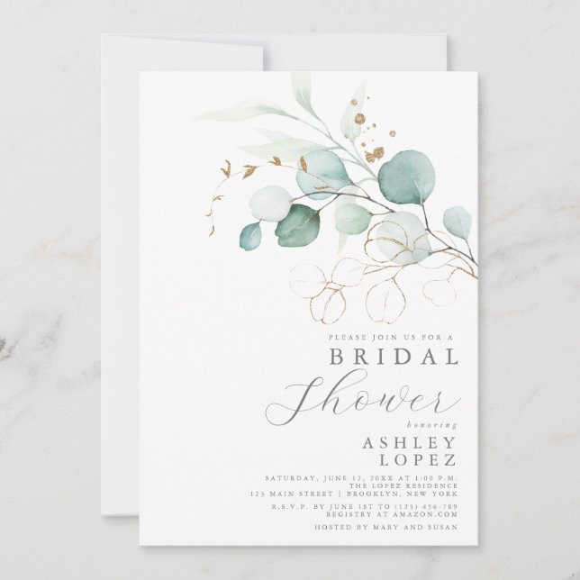 Modern Bridal Shower Botanical Eucalyptus Boho Invitation (Front)