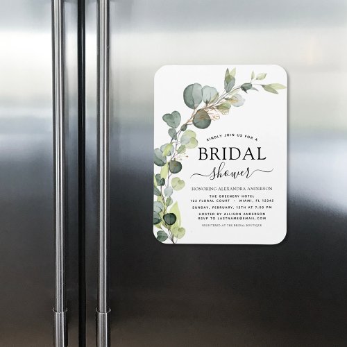 Modern Bridal Shower Botanical Eucalyptus Boho Magnet