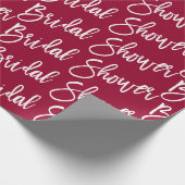 Modern BRIDAL SHOWER BURGUNDY script calligraphy Wrapping Paper (Corner)