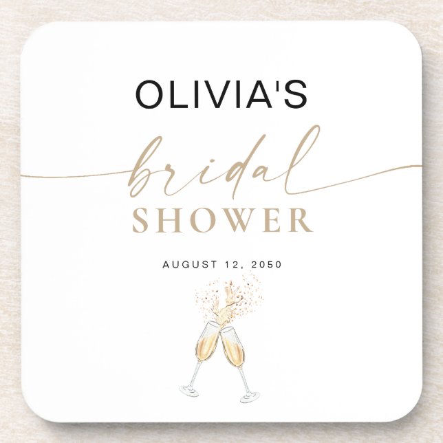 Modern Bridal Shower Coaster (Front)