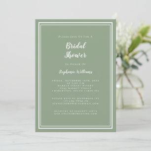 Modern Bridal Shower Elegant Chic Sage Green Invitation