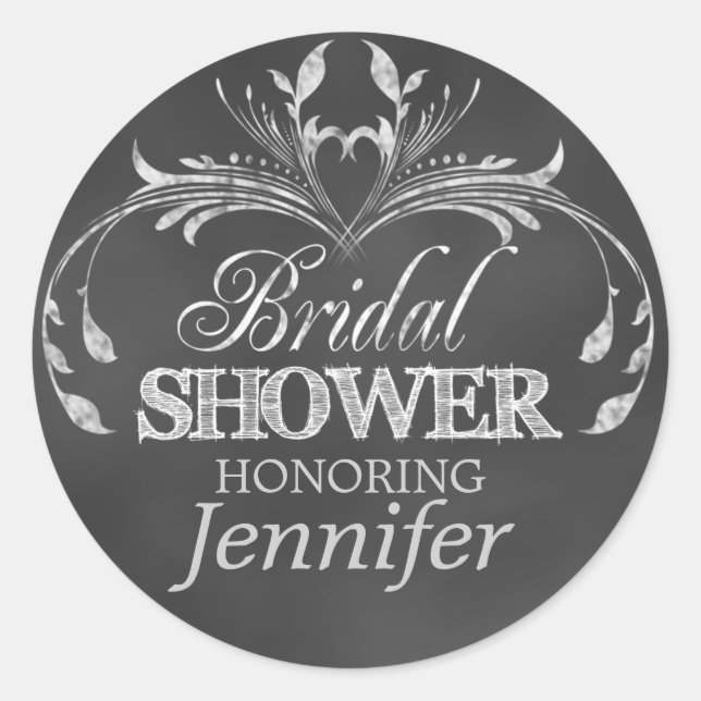 Modern Bridal Shower Favor Stickers | Chalkboard (Front)